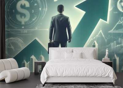 A professional man graph arrow success finance growth concept illustration  Wall mural