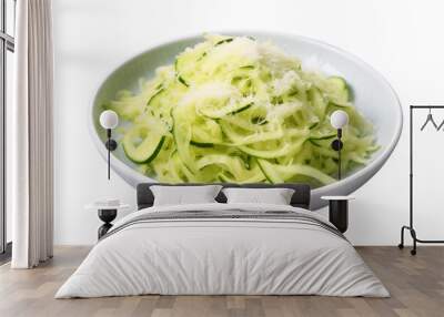 a symphony of spiraled zucchini: delicate zoodles with a shower of parmesan on white or png transpar Wall mural