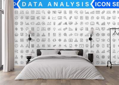 Data analysis thin line icon set. Data processing outline pictograms for website and mobile app GUI. Digital analytics simple UI, UX vector icons Wall mural