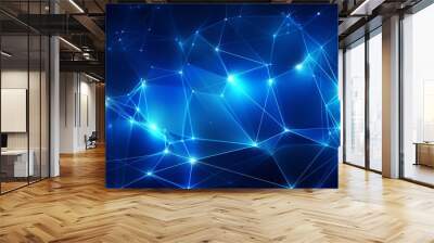 abstract blue network lines glowing effect modern technology connected internet concept  Wall mural