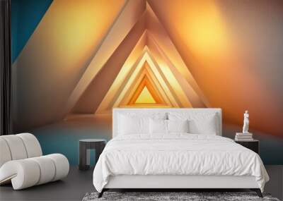 Abstract Triangle Architecture with Glowing Light Wall mural