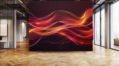 An abstract composition of red and orange light waves, mimicking the appearance of a fiery aurora in the night sky. Wall mural