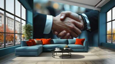 businessmen handshake - business meeting and partnership concept copy space  Wall mural