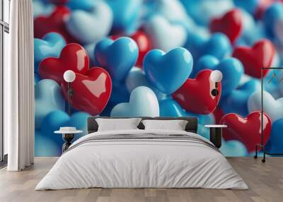 Background of colorful hearts in a variety of colors Wall mural