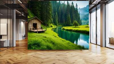 beautiful river in the green forest  Wall mural