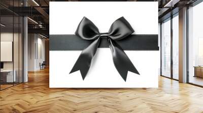 black ribbon and bow knot on isolated white background Wall mural