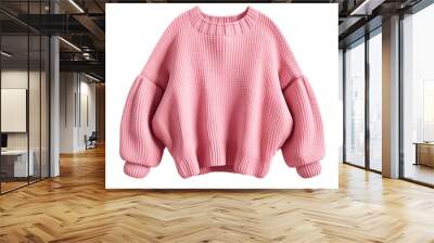 Blushing Beauty: Pink Sweater Dancing on a Cloud on White or PNG Transparent Background. Wall mural