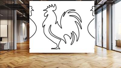 Chicken linear icons set, Hen and rooster Customizable thin line symbols logo set Wall mural