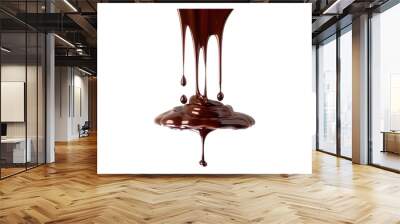 Chocolate dripping isolated on transparent background. Wall mural