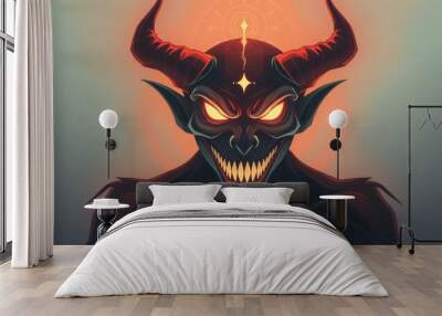 closeup demon illustration for halloween background Wall mural