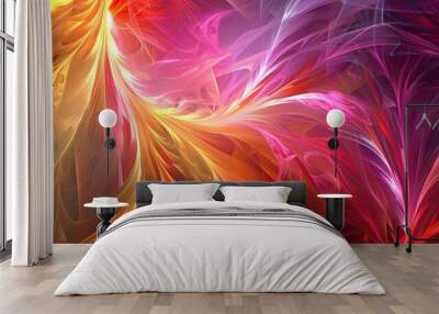 Colorful abstract fluid painting with pink and purple hues creative design modern artistic expression Wall mural