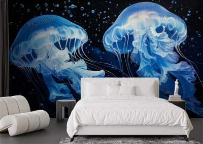 Colorful jellyfish underwater. Wall mural