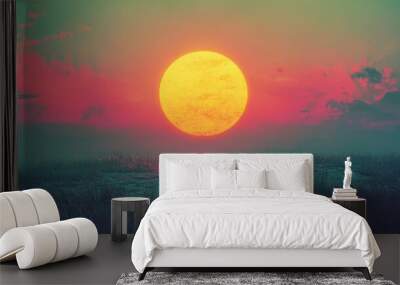 Colorful sunset over the ocean Wall mural