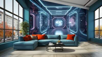 Embark on a journey of discovery with our immersive technology background, inviting exploration and experimentation. Wall mural