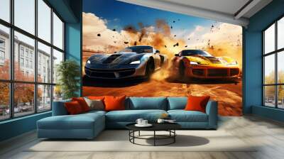 Expensive racing cars competing dust background gameplay  background  Wall mural