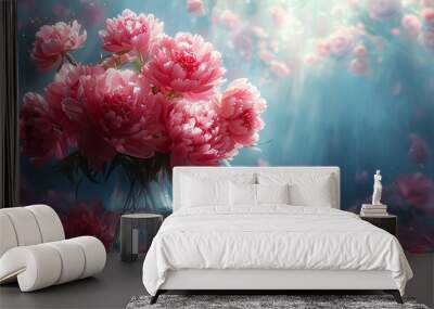 Fantasy like vases with flowers in them the flowers should be peonies-4 Wall mural