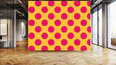 Seamless pattern with pink polka dots on a yellow background. For tile desktop wallpaper or decoration website design Wall mural