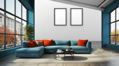 3D rendering of mockup frames on a white wall Wall mural