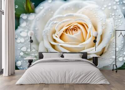 fresh white rose with dew drops generated by AI tool Wall mural