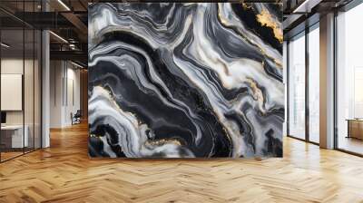 Gold abstract black marble background art paint pattern ink texture watercolor white fluid wall Wall mural