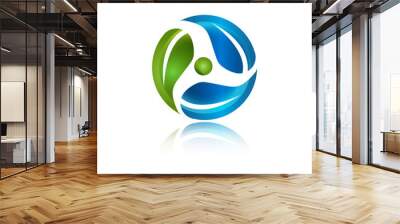 Green Environmentally Eco Friendly Renewable symbol ecology logo design vector illustration Wall mural