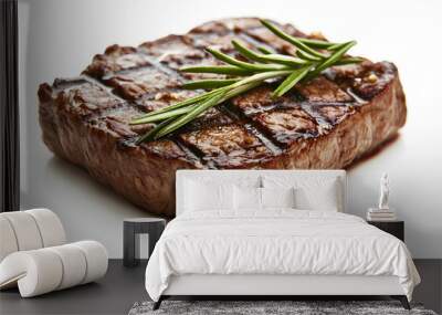 Grilled bbq steak on white background Wall mural