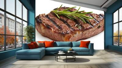 Grilled bbq steak on white background Wall mural