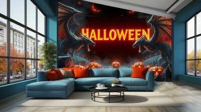 halloween background with pumpkin Wall mural