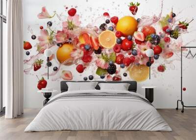 fruits in splash Wall mural