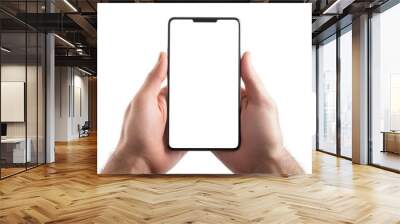 Hands Holding Smartphone with Blank Screen Wall mural