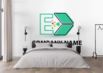 Initial E letter with data storage, data transfer concept for technology theme logo vector concept Wall mural