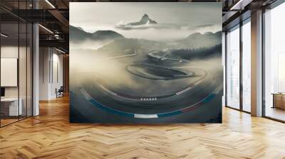 international circuit asphalt ground and mountain Wall mural