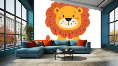 lion cartoon isolated on white Wall mural