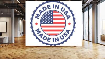 Made in the USA labels icon, made in the USA logo, USA flag , American product emblem, Vector illustration Wall mural