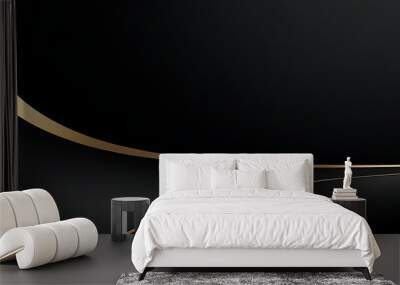 Modern abstract black background with gold line composition Wall mural