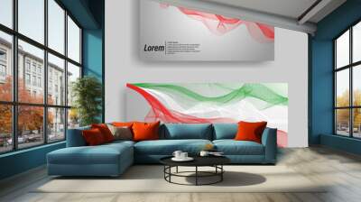 Modern line wave vector background of italy flag colors with ratio 1920:1080 and A4 Wall mural