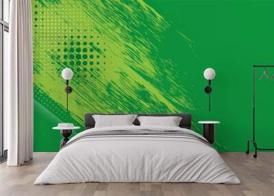 abstract green banner background with diagonal stripes and dot halftone. vector illustration Wall mural