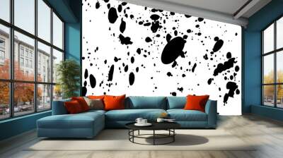 abstract ink black of stain or splash black watercolor paint and liquid Ink splash splatter is calligraphy of scatter watermark line brush Wall mural