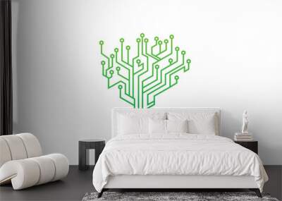 tree tech line icon. plant, leaf, agriculture technology concept. Wall mural