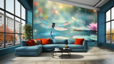 dragonfly on a leaf Wall mural