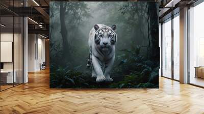 white tiger on a rock Wall mural