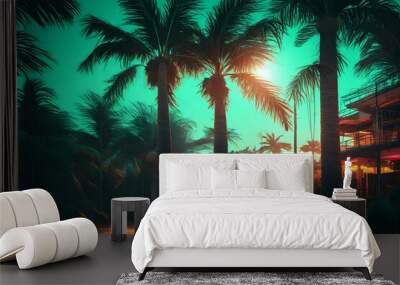 Palm Tree In Light Neon is motion footage for documentary films and cinematic in environment scen Wall mural