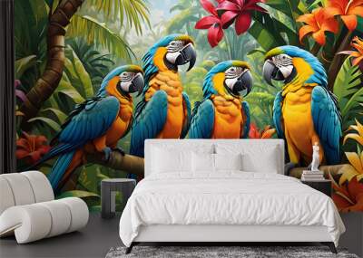 parrot on a branch Wall mural