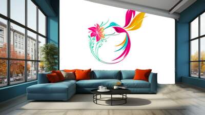 Hummingbird Logo - Colorful Bird Logo Art Design Wall mural