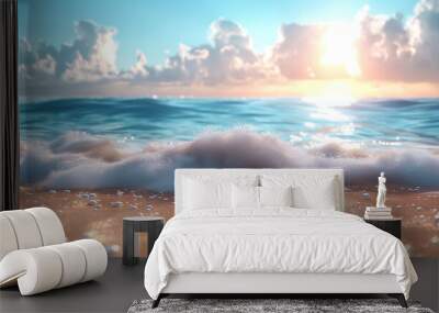 A summer day sand with blurred sea sky background copy space or for product Wall mural