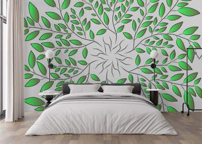 seamless pattern. twisted green leaves. flat style. suitable for background and wallpaper Wall mural