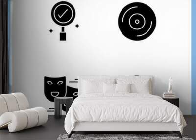 Set of 4 Modern UI Icons Symbols Signs for business, masks, cd, carnival, egg Wall mural