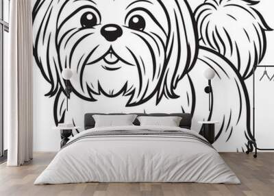 Shih Tzu dog pet cartoon outline, line art illustration transparent background Wall mural