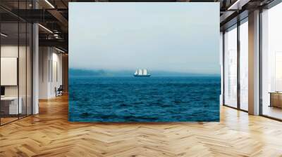 ship in the sea with rainy day Wall mural