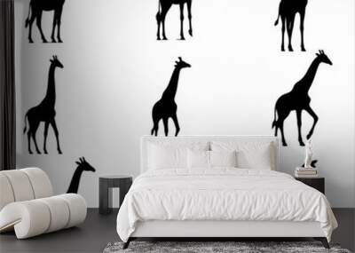 silhouettes of  giraffe silhouettes , set of animals silhouettes Wall mural